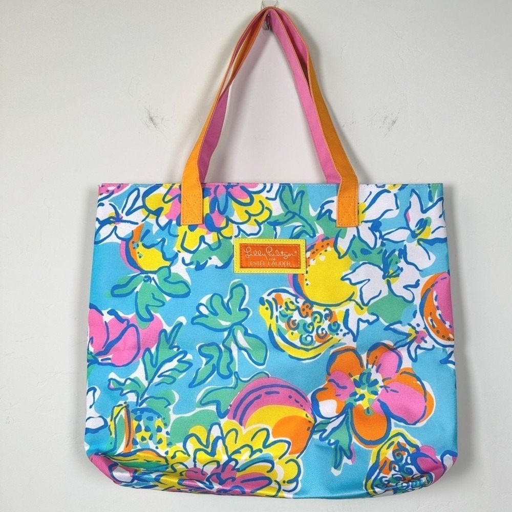 Lilly Pulitzer for Estee Lauder Tropical Print Tote Floral Vibrant Summer Hawaii